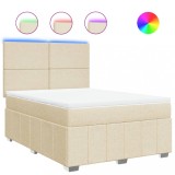 Cumpara ieftin Pat box spring cu saltea, crem, 140x200 cm, textil