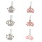 Clestisori Decorativi, Model Craciun, Coroane din Pasla cu Strass, Set 6 Bucati, Roz &amp; Alb