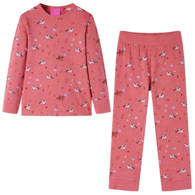 Pijamale copii cu m&amp;acirc;neci lungi roz fanat 128 foto