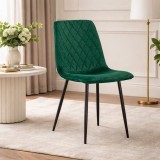 Scaun Bucatarie Living Artool Turin Catifea Verde Picioare Metal Negru Design Modern