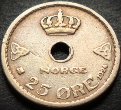Moneda istorica 25 ORE - NORVEGIA, anul 1924 * cod 4523 foto