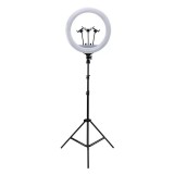 Cumpara ieftin Lampa circulara LED 46 cm diametru,trepied 200 cm inclus si 3 suporti pentru telefon