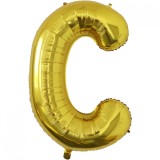 Balon folie metalizata litera c, flippy, 80 cm, umflati cu heliu sau aer, ambalaj individual, pai inclus, auriu