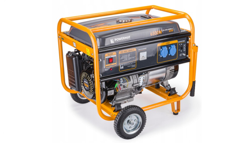 Generator curent electric 6500 W, 6.5 KW, 220 V, motor 15cp, stabilizator  de tensiune (AVR), monofazat, protectie suprasarcina, Powermat | Okazii.ro