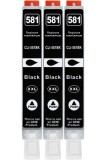 3 cartușe de imprimantă XXL compatibile cu CLI-581 BK Negru pentru Canon PIXMA