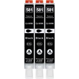 3 cartușe de imprimantă XXL compatibile cu CLI-581 BK Negru pentru Canon PIXMA