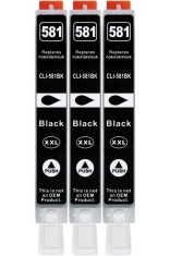 3 cartușe de imprimantă XXL compatibile cu CLI-581 BK Negru pentru Canon PIXMA