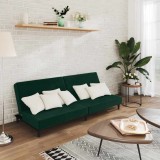 vidaXL Canapea extensibilă cu 2 locuri, verde &icirc;nchis, catifea 375734