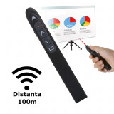 Cumpara ieftin Stilou Wireless de Prezentare, PMD, XM930, Pointer Laser si Control Multimedia, USB, 100 m, Negru