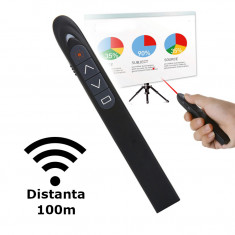 Stilou Wireless de Prezentare, PMD, XM930, Pointer Laser si Control Multimedia, USB, 100 m, Negru