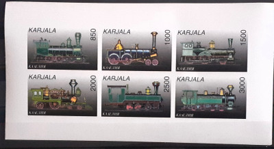 Karjala locomotive, trenuri, transporturi, serie 6v nedant. Mnh foto