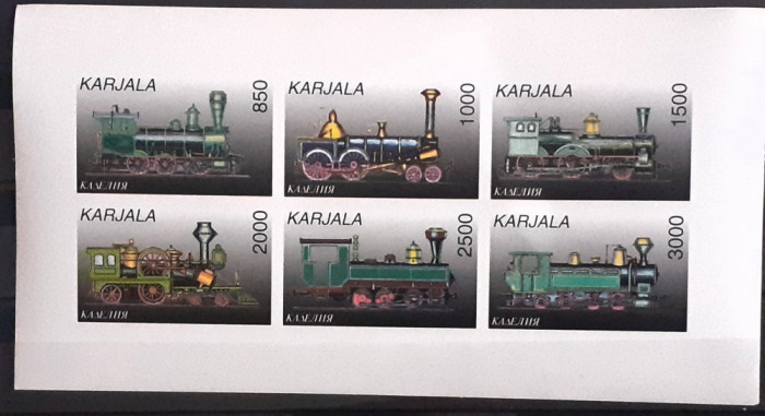 Karjala locomotive, trenuri, transporturi, serie 6v nedant. Mnh