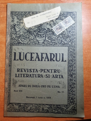 luceafarul 1 iunie 1919-art. si foto barbu s. delavrancea,lucian blaga foto