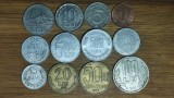 R10 Romania -set 12 monede diferite: 1 leu 5 10 20 50 500 1000 5000 lei + 15 25 bani