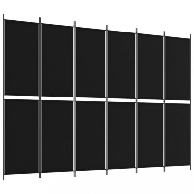 Paravan de cameră cu 6 panouri, negru, 300x220 cm, textil foto