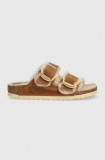 Birkenstock papuci din piele femei, culoarea maro 1025441