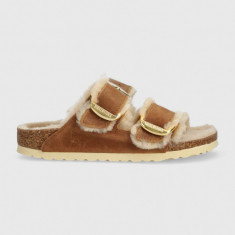 Birkenstock papuci din piele femei, culoarea maro 1025441