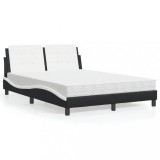 VidaXL Pat cu saltea, negru și alb, 140x200 cm, piele ecologică 3208871