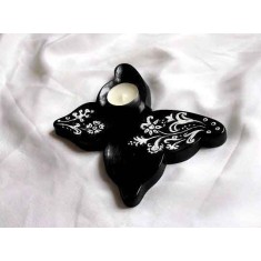 Suport lumanare negru cu alb, decoratiune casa si gradina 32677