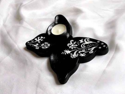 Suport lumanare negru cu alb, decoratiune casa si gradina 32677 foto