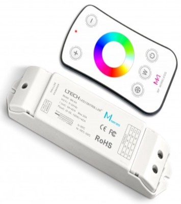 Controller LED wireless M4+M4-3A, 4x3A, 12-24V, RF 433.92MHz, telecomanda inclusa, pentru benzi LED dimabile RGBW CCT foto