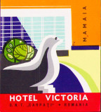 HST A164 Etichetă reclamă Hotel Victoria Mamaia ONT Carpați Rom&acirc;nia comunistă