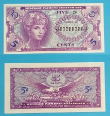 SUA (USA) (p#M57) 5 Cents 1965 UNC &#039;Fortele Armate Americane&#039; serie: J03588380J