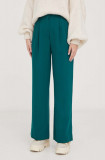 Abercrombie &amp; Fitch pantaloni femei, culoarea verde, lat, high waist