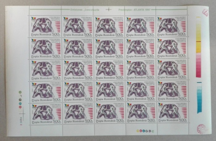 TIMBRE ROMANIA LP1397/1995 -Coală 25 timbre- val. nominală 500 lei MNH