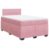 Cumpara ieftin Pat box spring cu saltea, roz, 120x200 cm, catifea