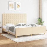 Cumpara ieftin Cadru de pat cu tăblie, crem, 180x200 cm, textil