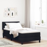 vidaXL Pat cu arcuri cu pernă cu headboard Negru 100 x 200 cm Tapițerie