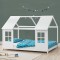 Pat casuta copii design semi deschis Tostedt 120x200 cm brad alb [en.casa] HausGarden Leisure