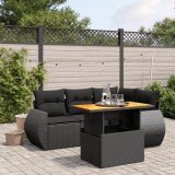 Cumpara ieftin Gossi set mobilier de gradina cu perne, 5 piese, negru, poliratan
