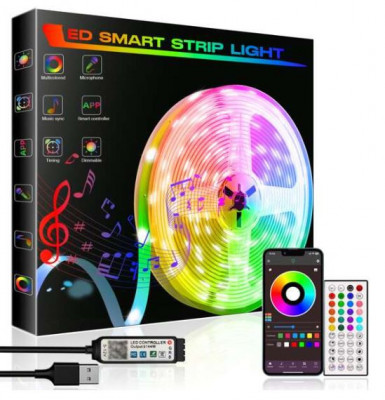 Banda LED,telecomanda si control prin telefon (IOS/Android), Bluetooth, USB, 5M foto