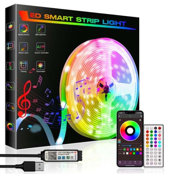 Banda LED,telecomanda si control prin telefon (IOS/Android), Bluetooth, USB, 5M