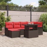 vidaXL Set de canapele pentru grădină cu pernă 7 pcs Maro Poli Rattan 3357057