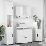 vidaXL Set de mobilier pentru baie cu sertar 4 pcs Alb foarte lucios