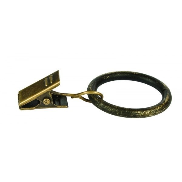 Inel galerie, cu clema, metal, auriu antic, 25 mm, 10 buc / set