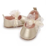 Pantofiori eleganti aurii cu fundita din tul (Marime Disponibila: 6-9 luni