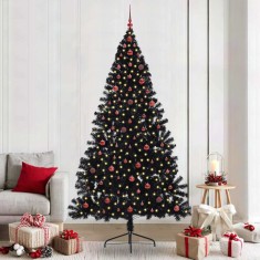 vidaXL Pom de Crăciun artificial pre-iluminat Negru 240 cm PVC 3397167