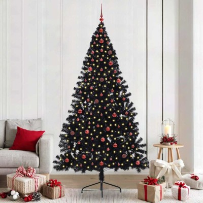 vidaXL Pom de Crăciun artificial pre-iluminat Negru 240 cm PVC 3397167 foto
