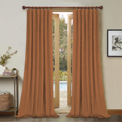 Draperie din catifea cu rejansa din bumbac tip fagure, Madison, 200x250 cm, densitate 700 g/ml, Portocaliu, 1 buc foto