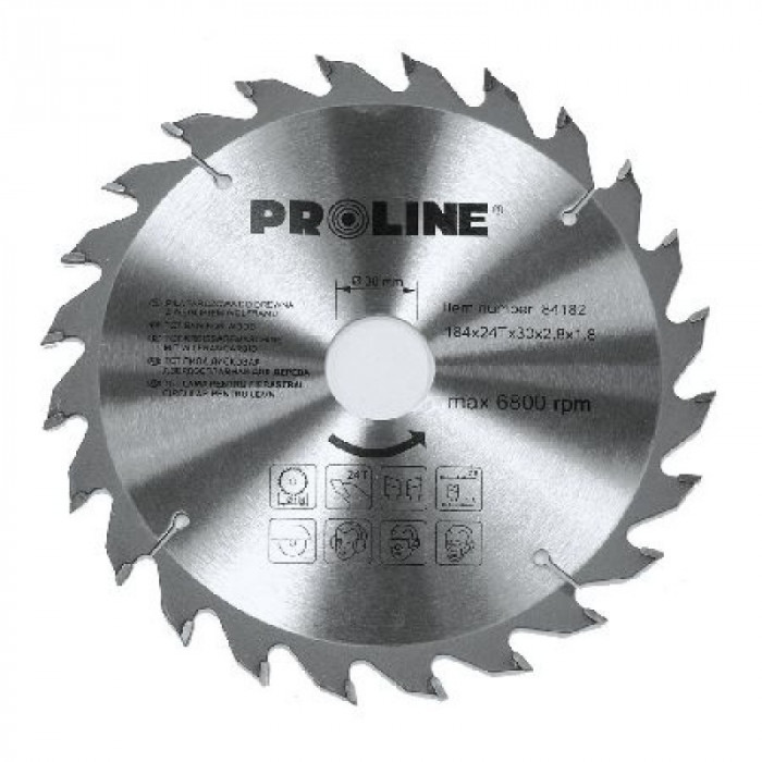Disc circular pentru lemn Proline, dinti vidia, 250 mm