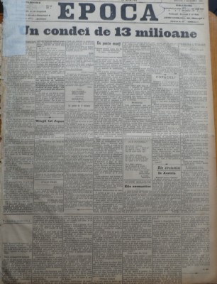 Ziarul Epoca, 8 Decembrie 1899 ; Un condei de 13 milioane foto