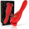 Stimulator Mia Siena Triple Pleasure, Vibrating&amp;Biting, Silicon, USB, Rosu, 22 cm