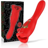 Stimulator Mia Siena Triple Pleasure, Vibrating&amp;Biting, Silicon, USB, Rosu, 22 cm