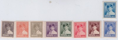 168-Regele Mihai I(regenta)-1928-1929=Lp 77-Serie de 9 timbre nestampilate MNH foto