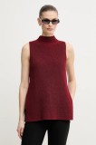 Pedro del Hierro vesta femei, culoarea bordo, cu turtleneck, 5509062