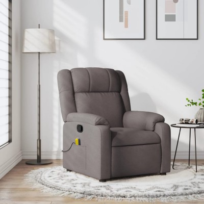 Gossi fotoliu de masaj rabatabil, gri taupe, material textil foto